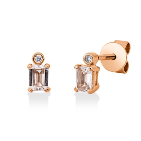 Ohrstecker aus 750 Rotgold 2 Morganite 0,52ct 2 Brillanten 0,02ct TW-SI 6,3x3,8mm