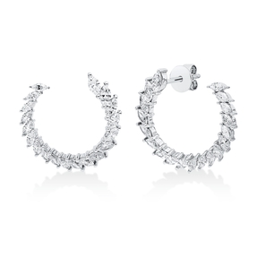 Ohrstecker 750 Weißgold 38 Diamanten Navette-Schliff 1,63ct TW-VSI/SI 19x19,7mm