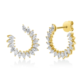 Ohrstecker aus 750 Gelbgold 32 Diamanten Navette-Schliff 1,23ct TW-VSI/SI 16x15,5mm