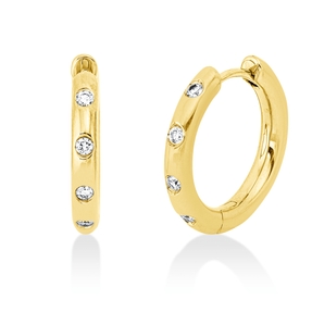 Creolen aus 750 Gold Gelbgold 8 Brillanten 0,23ct TW-SI 18,4x2,6mm