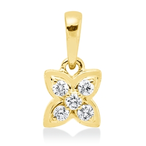 Anhänger aus 750 Gold Gelbgold 5 Brillanten 0,06ct TW-SI 10x5mm mit Öse