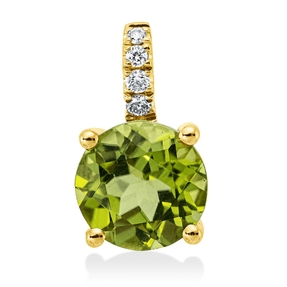 Anhänger 750 Gelbgold Peridot 2,29ct grün 4 Brillanten 0,06ct TW-SI 13,3x7,9mm