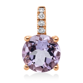 Anhänger aus 750 Rotgold Amethyst 1,74ct pink 4 Brillanten 0,06ct TW-SI 13x7,9mm