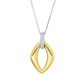 Collier aus 585 Gold gelb/weiß 18 Brillanten 0,26ct TW-SI L:42,5cm