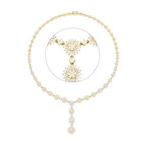 Collier aus 750 Gold Gelbgold 851 Brillanten 5,95ct TW-SI L:43,2cm