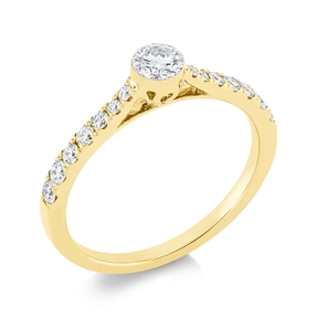 Ring aus 750 Gold Gelbgold 15 Diamanten 0,5ct TW-SI
