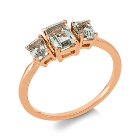 Ring aus 750 Gold Rotgold 3 Amethyste 1,16ct grün B:12,5mm 4er-Krappe