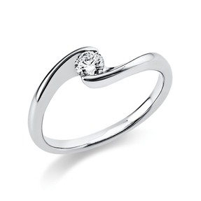 Solitaire Ring aus 585 Gold Weißgold Brillant 0,2ct TW-SI B:5,8mm