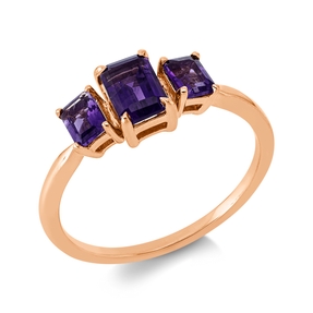 Ring aus 750 Gold Rotgold 3 Amethyste 0,9ct lila B:6,5mm 4er-Krappe