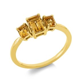 Ring aus 750 Gold Gelbgold 3 Citrine 1,03ct B:6,5mm 4er-Krappe