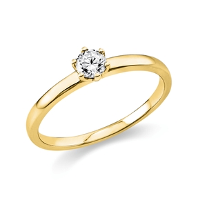 Solitaire Ring aus 585 Gold Gelbgold Brillant 0,2ct TW-SI B:1,7mm 6er-Krappe