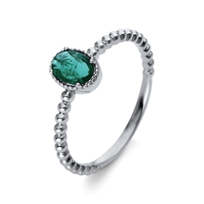 Ring aus 750 Gold Weißgold Smaragd 0,42ct grün B:7mm