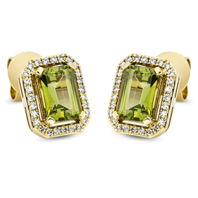 Ohrstecker aus 750 Gelbgold 2 Peridote 2,07ct grün 54 Diamanten 0,19ct TW-SI