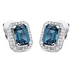 Ohrstecker aus 750 Weißgold 2 Topase 2,41ct London Blue 54 Diamanten 0,19ct TW-SI Ohrstecker aus 750 Weißgold 2 Topase 2,41ct London Blue 54 Diamanten 0,19ct TW-SI