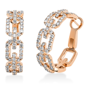 Creolen aus 750 Gold Rotgold 146 Brillanten 2,41ct TW-VSI 27x7,2mm