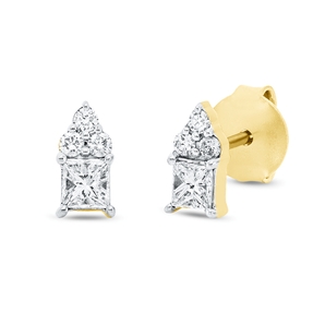 Ohrstecker aus 750 Gelbgold 8 Diamanten 0,37ct TW-SI 7,1x3,6mm Fassung rhodiniert Ohrstecker aus 750 Gelbgold 8 Diamanten 0,37ct TW-SI 7,1x3,6mm Fassung rhodiniert