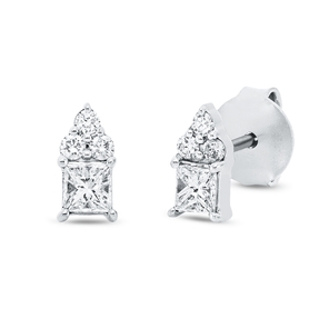 Ohrstecker aus 750 Gold Weißgold 8 Diamanten 0,4ct TW-SI 7,1x3,6mm