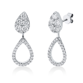 Ohrstecker Tropfen aus 750 Weißgold 70 Brillanten 1,59ct TW-PI 24,8x20mm