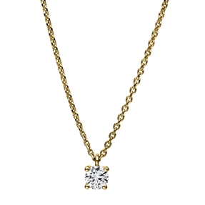 Solitaire Collier aus 750 Gold Gelbgold Brillant 0,2ct TW-SI L:42cm 4er-Krappe