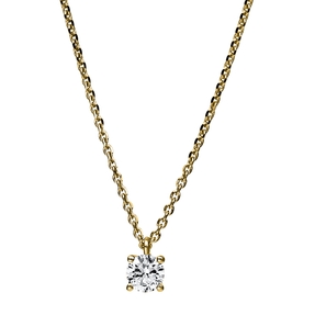 Solitaire Collier aus 585 Gold Gelbgold Brillant 0,25ct TW-SI L:42cm 4er-Krappe