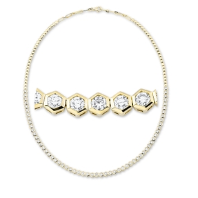 Collier aus 750 Gold Gelbgold 59 Brillanten 4,65ct TW-SI L:42cm