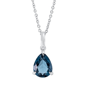 Collier aus 750 Gold Weißgold Topas 2,36ct London Blue L:45cm