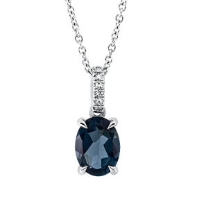 Collier aus 750 Weißgold Topas 1,4ct London Blue 6 Diamanten 0,02ct TW-SI L:45cm