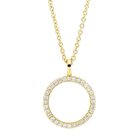 Collier Kreis aus 750 Gold Gelbgold 32 Brillanten 0,16ct TW-SI L:45cm
