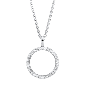 Collier Kreis aus 750 Gold Weißgold 32 Brillanten 0,16ct TW-SI L:45cm