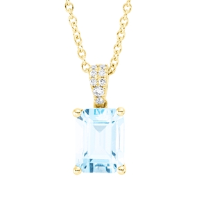 Collier aus 750 Gelbgold Topas 2,2ct skyblue 8 Brillanten 0,04ct TW-SI L:45cm