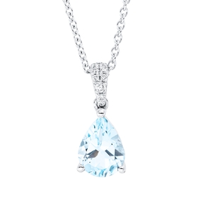 Collier aus 750 Weißgold Topas 1,26ct skyblue 8 Brillanten 0,03ct TW-SI L:45cm