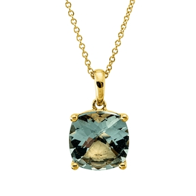 Collier aus 750 Gold Gelbgold Amethyst 3,65ct grün L:45,7cm