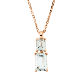 Collier aus 750 Gold Rotgold 2 Amethyste 0,89ct grün L:45cm 4er-Krappe
