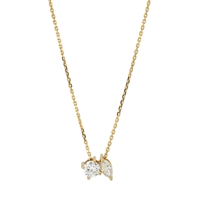 Collier aus 750 Gold Gelbgold 2 Diamanten 0,37ct TW-SI L:45cm