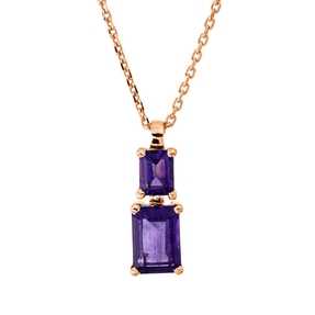 Collier aus 750 Rotgold Amethyst 0,5ct lila Brillant 0,01ct TW-SI L:45cm