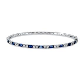 Armreif aus 585 Weißgold 9 Saphire 1,53ct blau 20 Brillanten 0,8ct W-PI 54x61mm