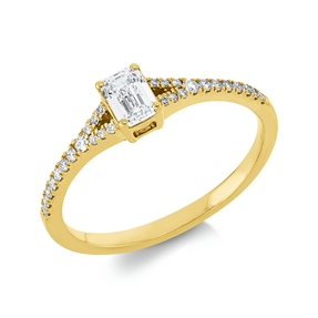 Ring aus 750 Gold Gelbgold 29 Diamanten 0,43ct TW-SI B:4,8mm 4er-Krappe