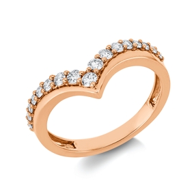 Ring aus 750 Gold Rotgold 17 Diamanten 0,34ct TW-SI B:7,1mm