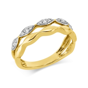 Ring aus 585 Gold gelb/weiß 15 Brillanten 0,16ct W-SI/PI B:5,5mm