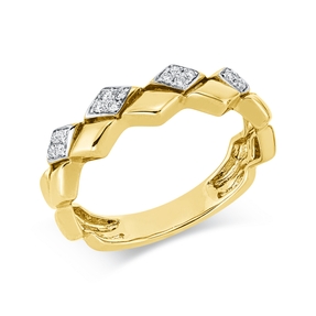 Ring aus 585 Gold gelb/weiß 16 Brillanten 0,08ct W-SI/PI B:5mm