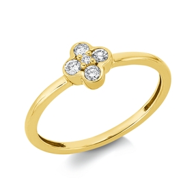 Ring aus 750 Gelbgold 4 Brillanten 0,14ct TW-SI 1 Brillant 0,01ct TW-SI B:6,1mm