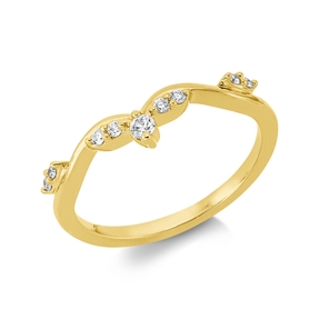 Ring aus 750 Gelbgold 8 Brillanten 0,09ct TW-SI 1 Brillant 0,04ct TW-SI B:4,5mm