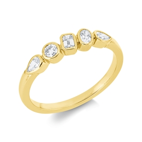 Ring aus 750 Gold Gelbgold 5 Diamanten 0,4ct TW-SI B:4,1mm