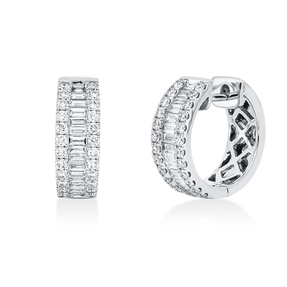 Creolen aus 750 Gold Weißgold 78 Diamanten 1,01ct TW-SI 15,3x2mm