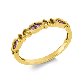 Ring aus 750 Gold Rotgold 6 Saphire 0,12ct pink B:2,6mm