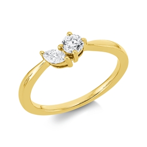 Ring aus 750 Gold Gelbgold 2 Diamanten 0,36ct TW-SI B:5,4mm