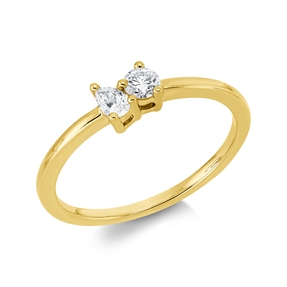 Ring aus 750 Gold Gelbgold 2 Diamanten 0,2ct TW-SI B:4,1mm