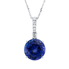 Collier aus 750 Weißgold Tansanit 7,83ct blau 8 Brillanten 0,26ct TW-SI L:45,7cm