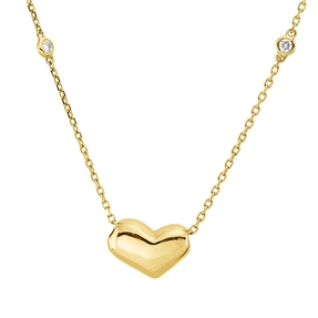 Collier Herz aus 750 Gold Gelbgold 2 Brillanten 0,04ct TW-SI L:0,5 cm