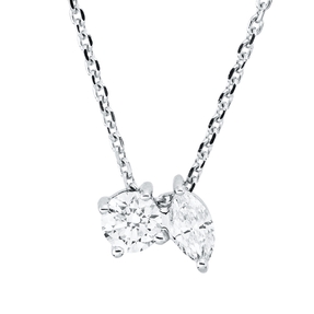 Collier aus 750 Gold Weißgold 2 Diamanten 0,22ct TW-SI L:45cm